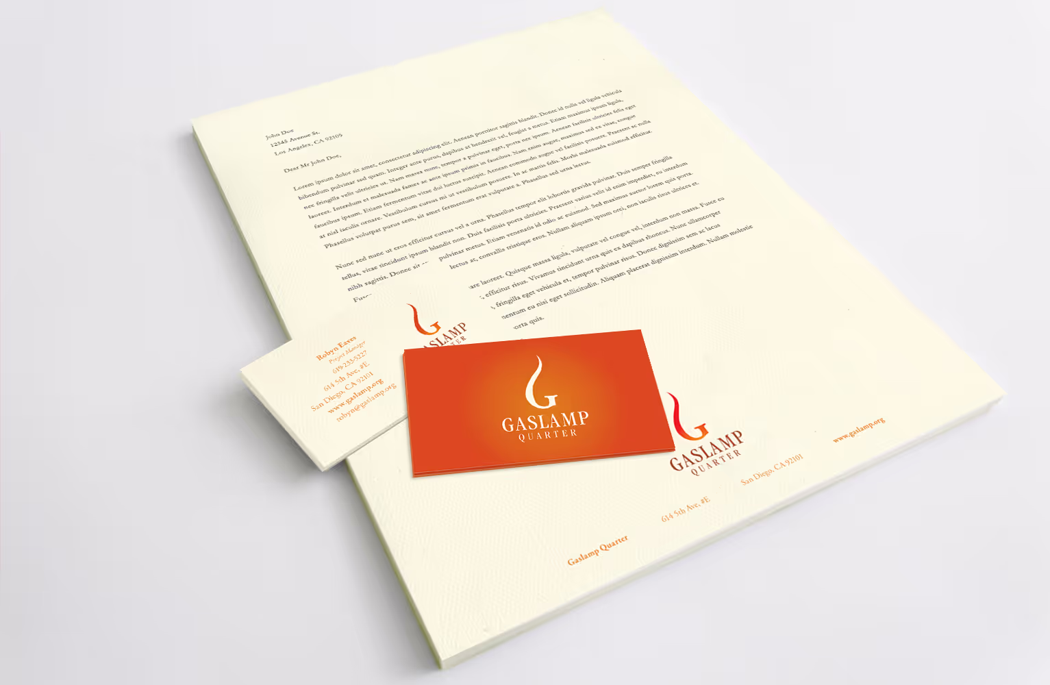 Logo and branding design for the Gaslamp Quarter in San Diego, school project.