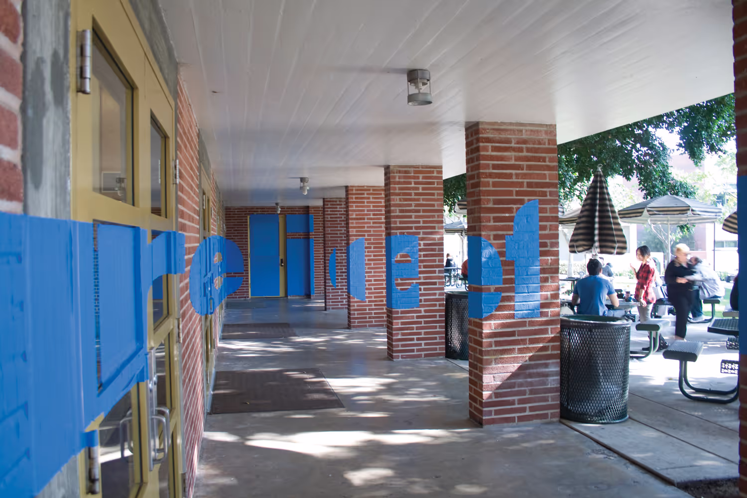 Anamorphic typography project showing the word "relief" seen off angle and distorted. School project.